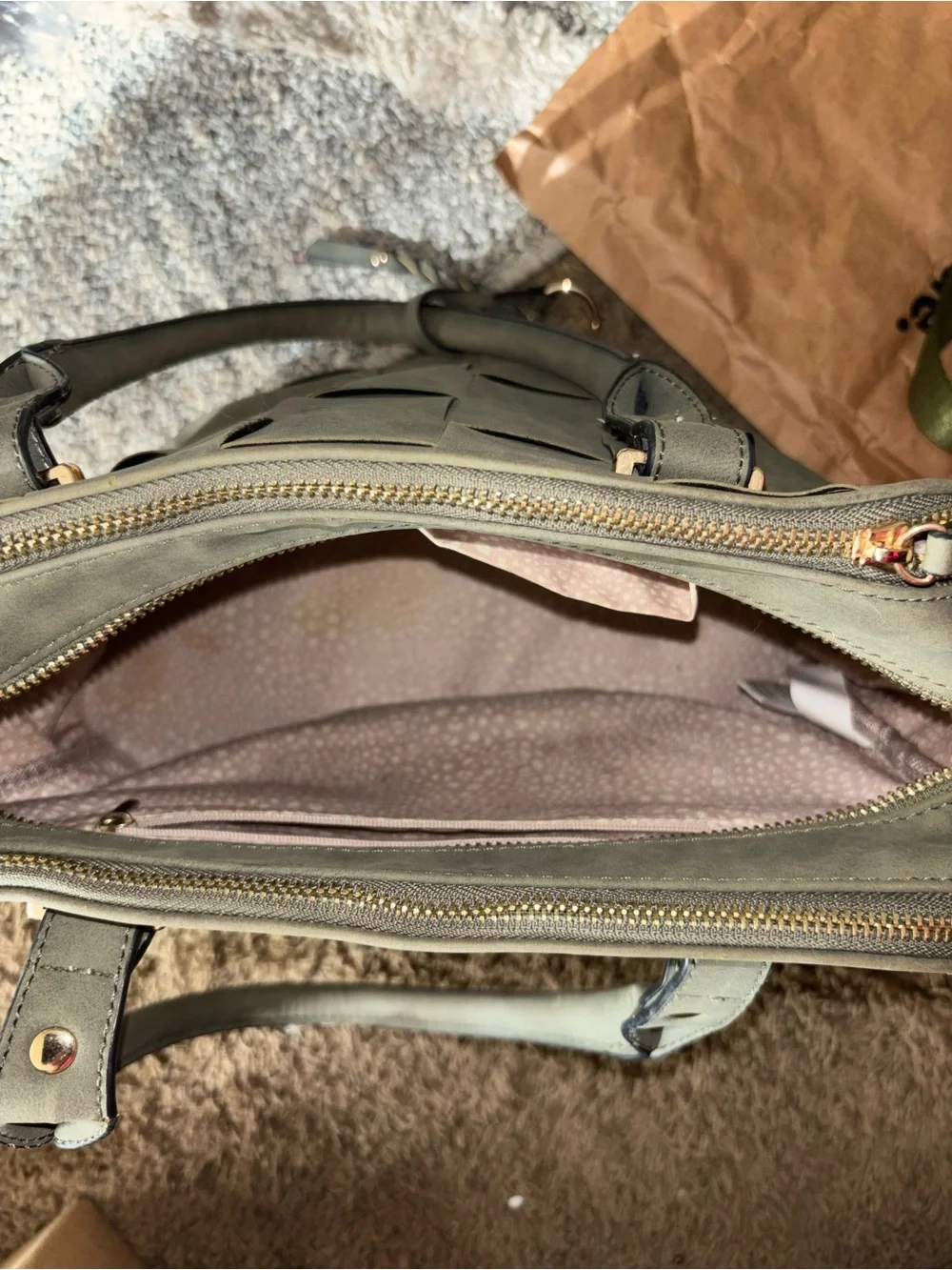Target Olive Green Woven Shoulder Bag